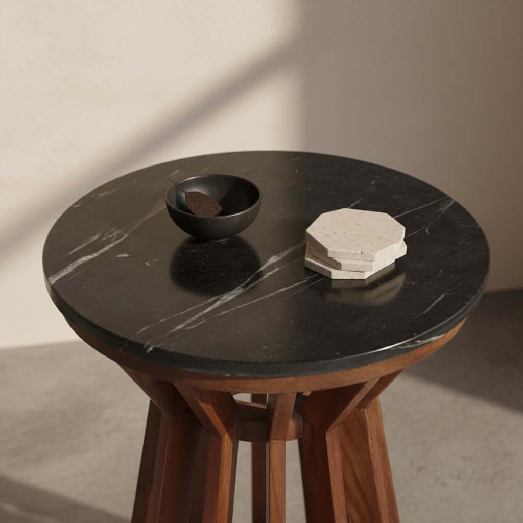 Sabah bijzettafel marmer zwart - 40x40x50 cm - Raw Materials