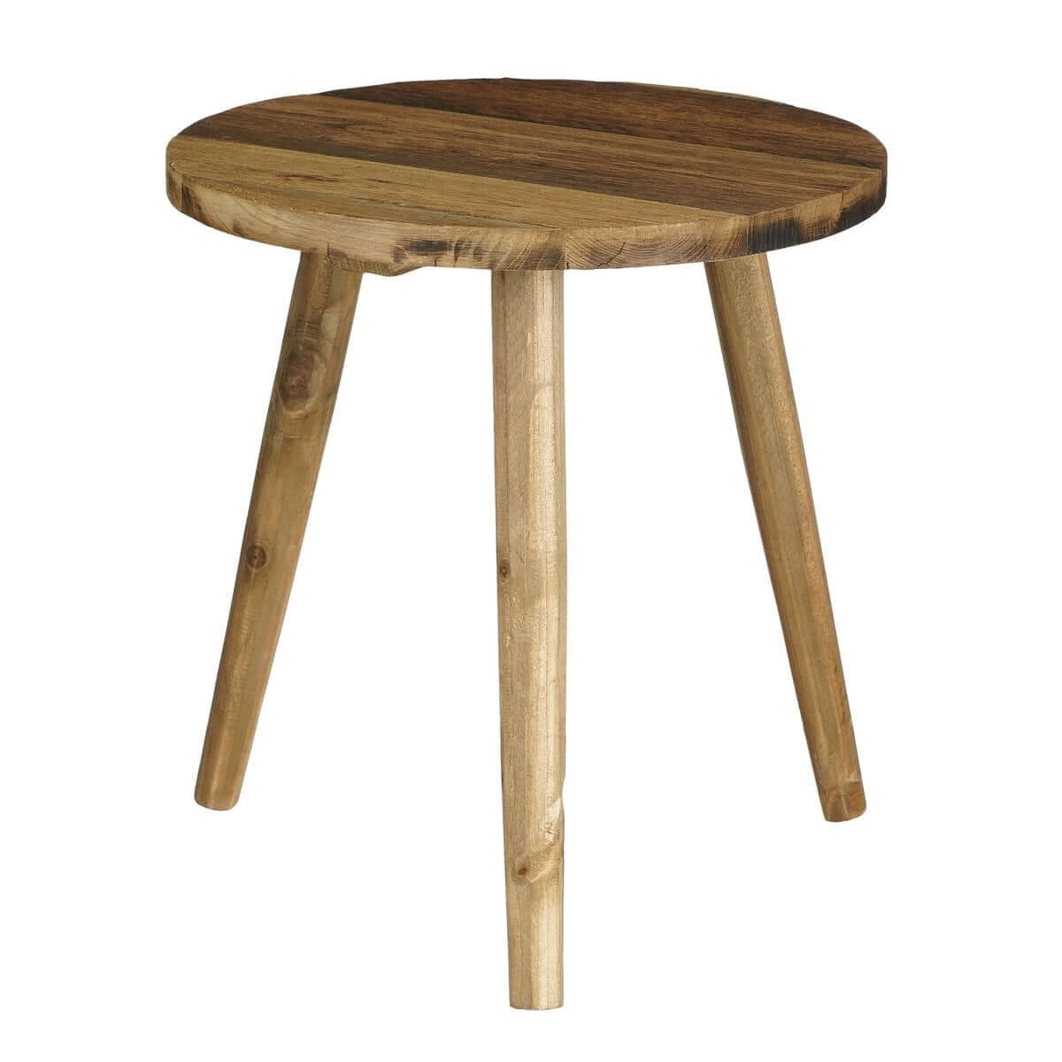 Bold bijzettafel hout bruin - rond met houtnerf - Ø 33 × 35,5 cm