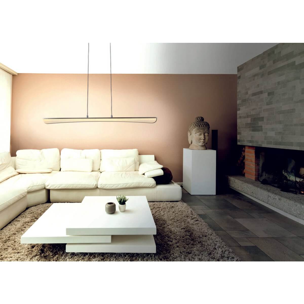 Bones 2 LED hanglamp chroom met acrylglas - 100 × 8 × 150 cm