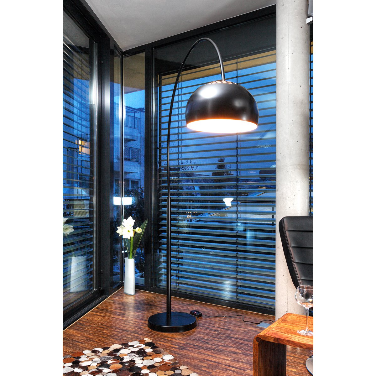 Booglamp Zwart met Marmeren Voet – Lounge Retro Design 195 cm - SalesFever - Casanovio