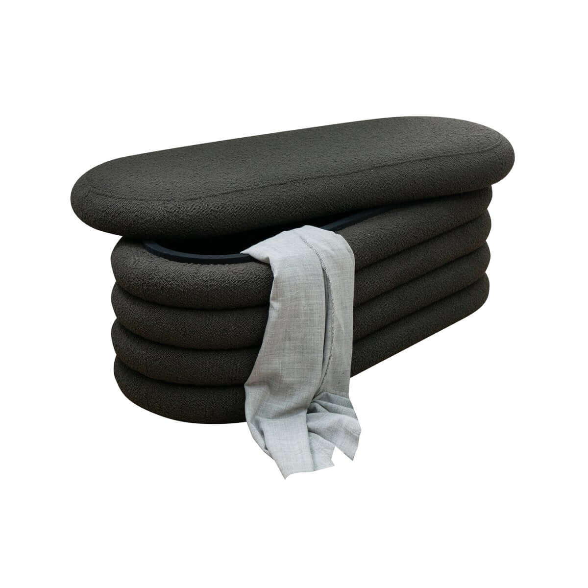 Bouclé Polsterhocker/Bettbank Anthrazit - SalesFever