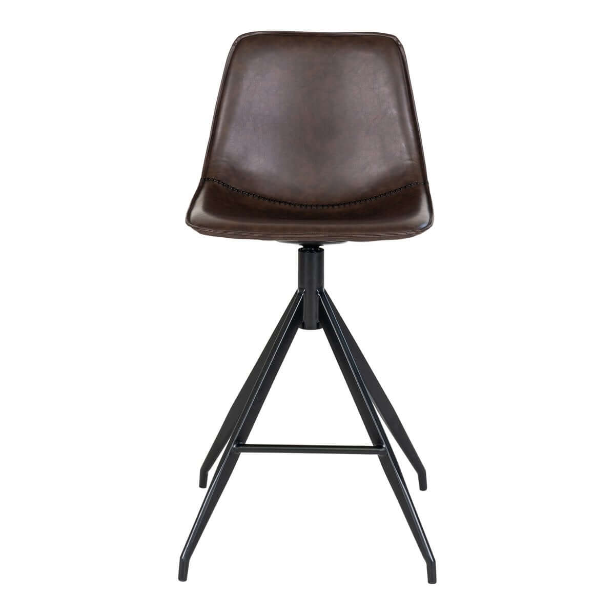 Monaco Counter Chair - Brown, PU/Steel, 51x44x96 cm - Set of 2 - House Nordic ApS
