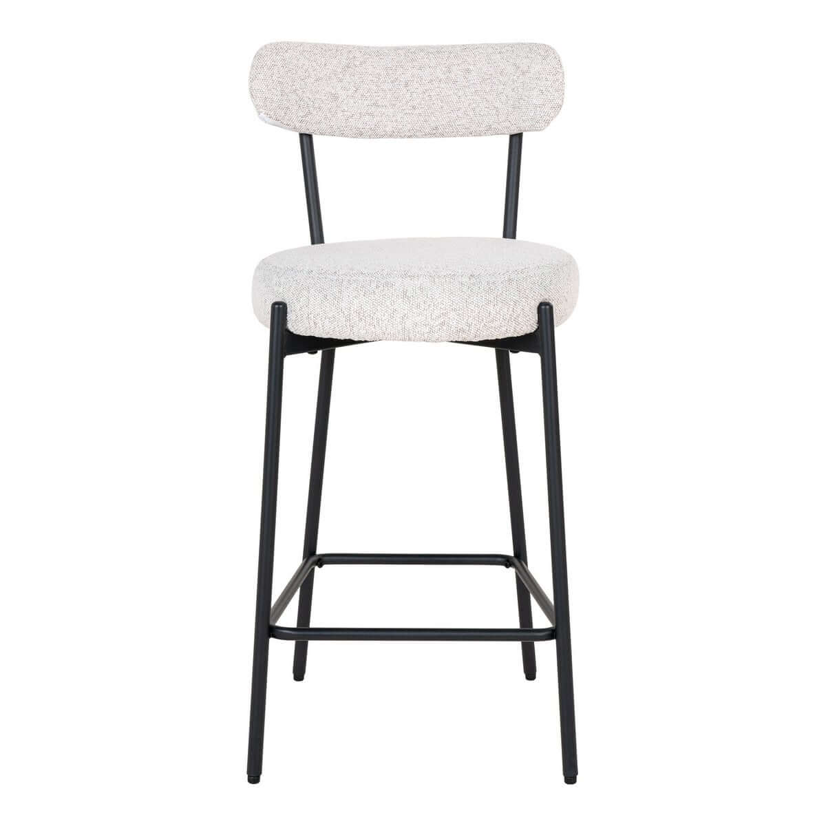 Badalona Counter Chair - White Bouclé, Black Legs, 46x39x90 cm - House Nordic ApS