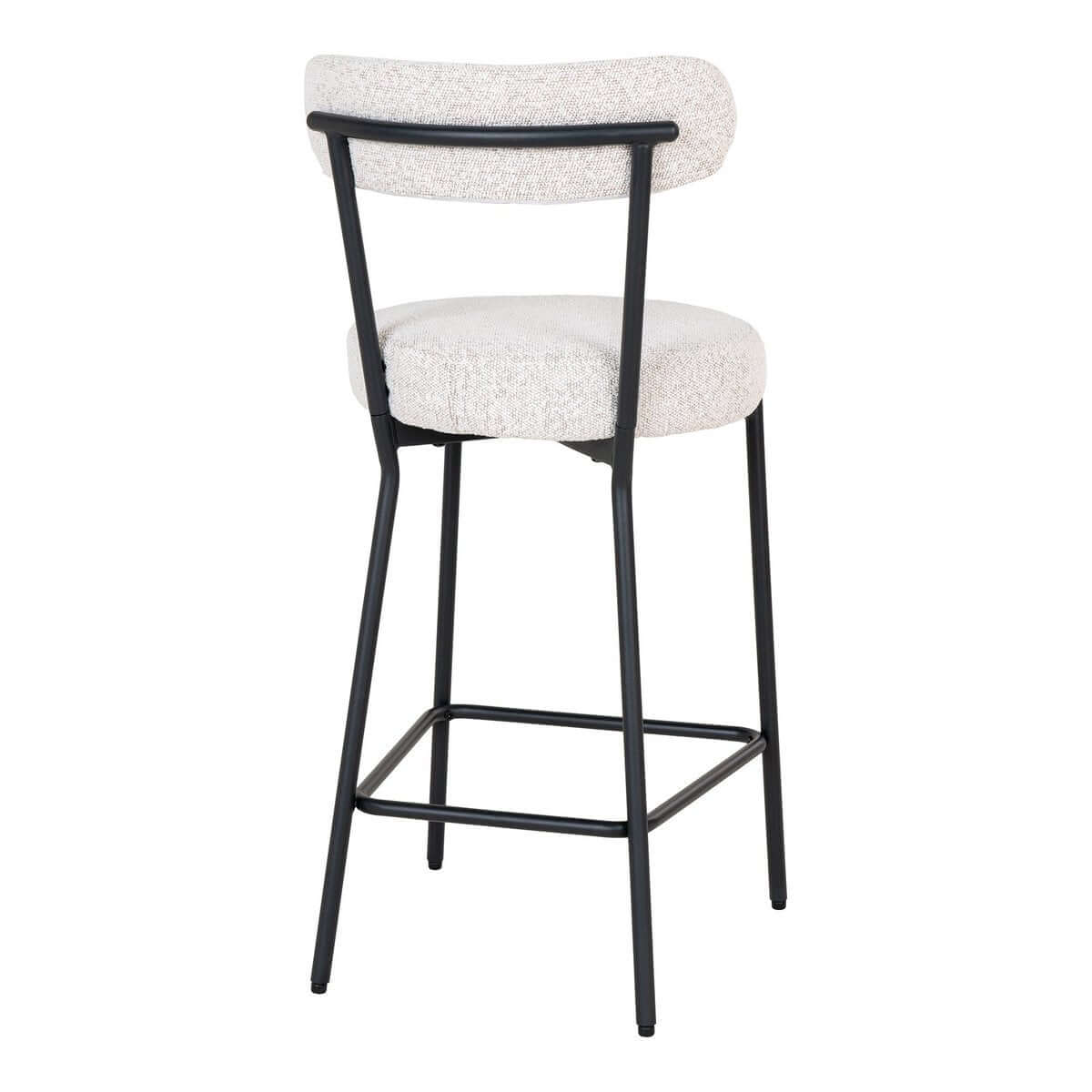 Badalona Counter Chair - White Bouclé, Black Legs, 46x39x90 cm - House Nordic ApS