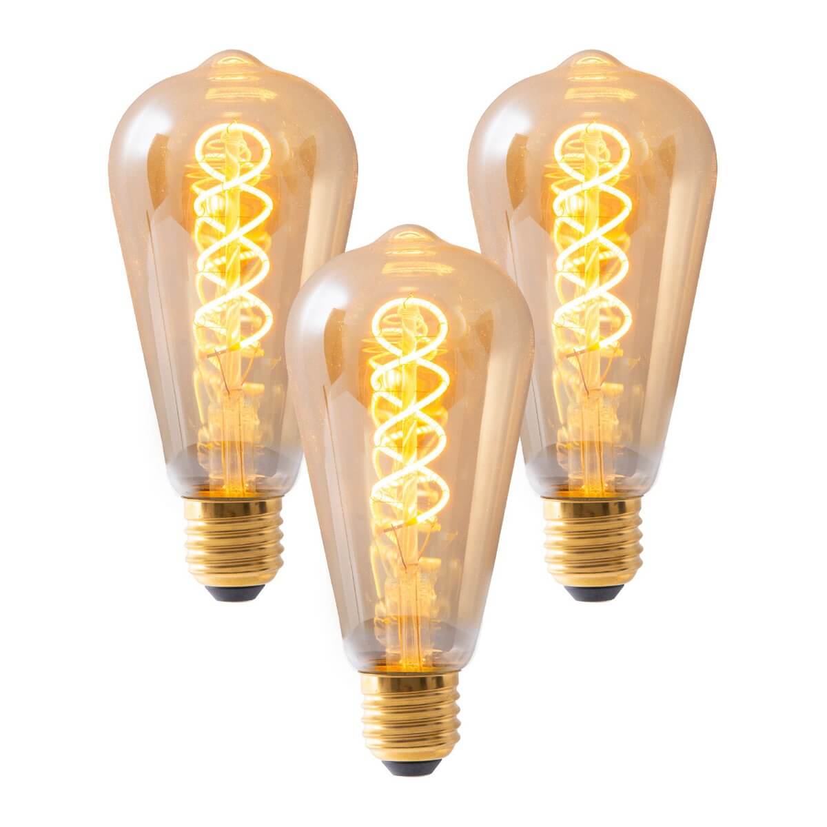 Dilly led filamentlamp amber E27 - dimbaar - set van 3