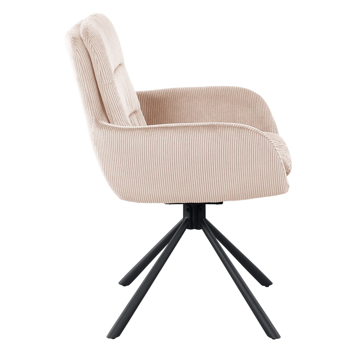 Draaifauteuil Beige – Corduroy-Look met Zwart Metalen Frame - SalesFever - Casanovio
