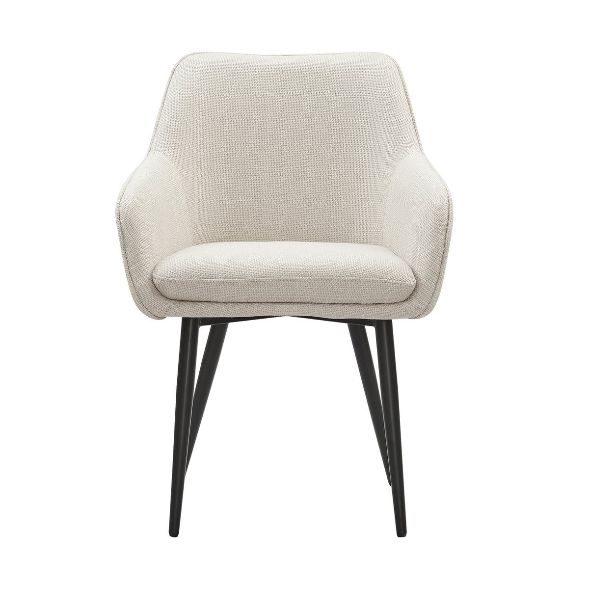 Eetkamerstoel Beige – Structuurstof met Diamantstiksel & Zwarte Poten - SalesFever - Casanovio