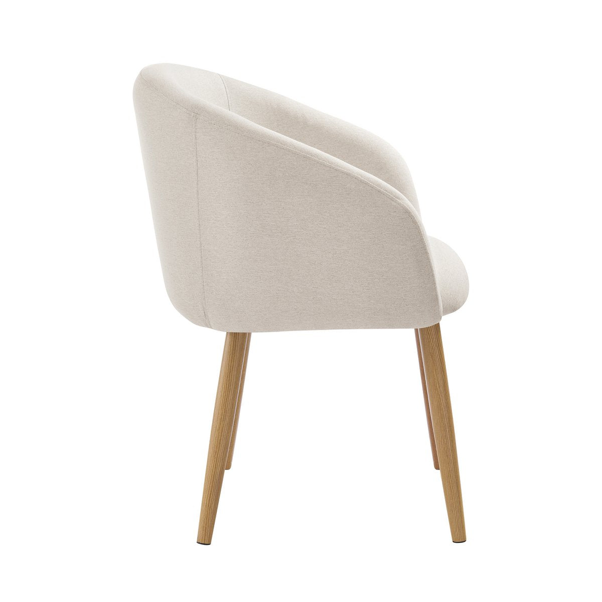 Eetkamerstoel Beige – Structuurstof met Houten Poten – Set van 2 - SalesFever - Casanovio
