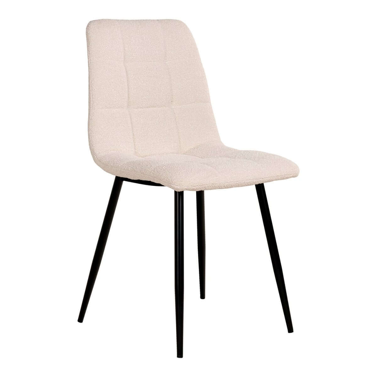 Middelfart Dining Chair - White, Bouclé, Black Metal Legs - Set of 2 - House Nordic ApS