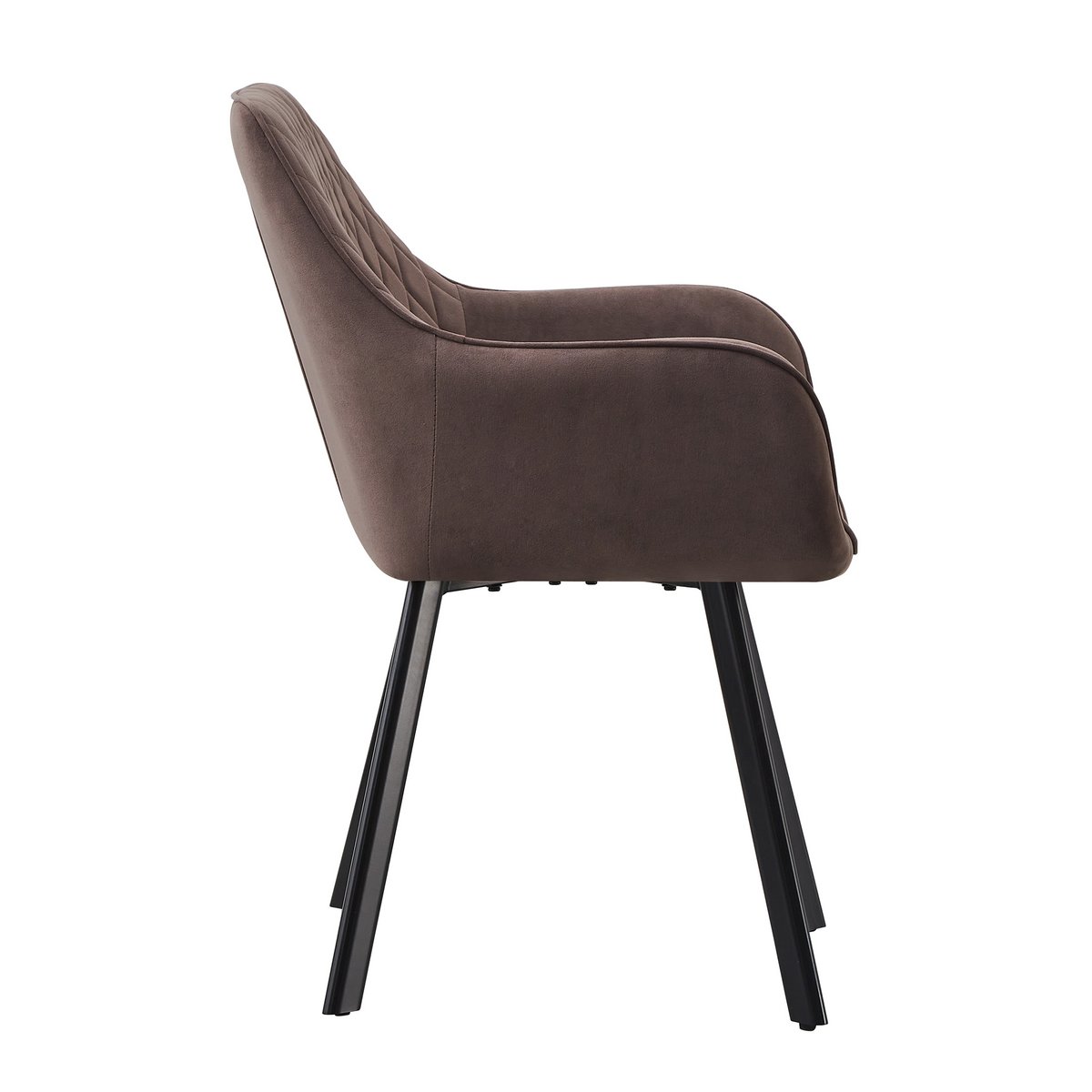 Eetkamerstoel Bruin – Fluwelen Matte Look met Diamantstiksel & Zwarte Poten – Set van 2 - SalesFever - Casanovio