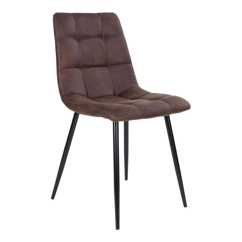 Middelfart Dining Chair - Brown, Microfiber, Black Metal Legs - Set of 2 - House Nordic ApS