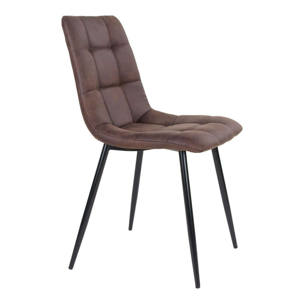Middelfart Dining Chair - Brown, Microfiber, Black Metal Legs - Set of 2 - House Nordic ApS