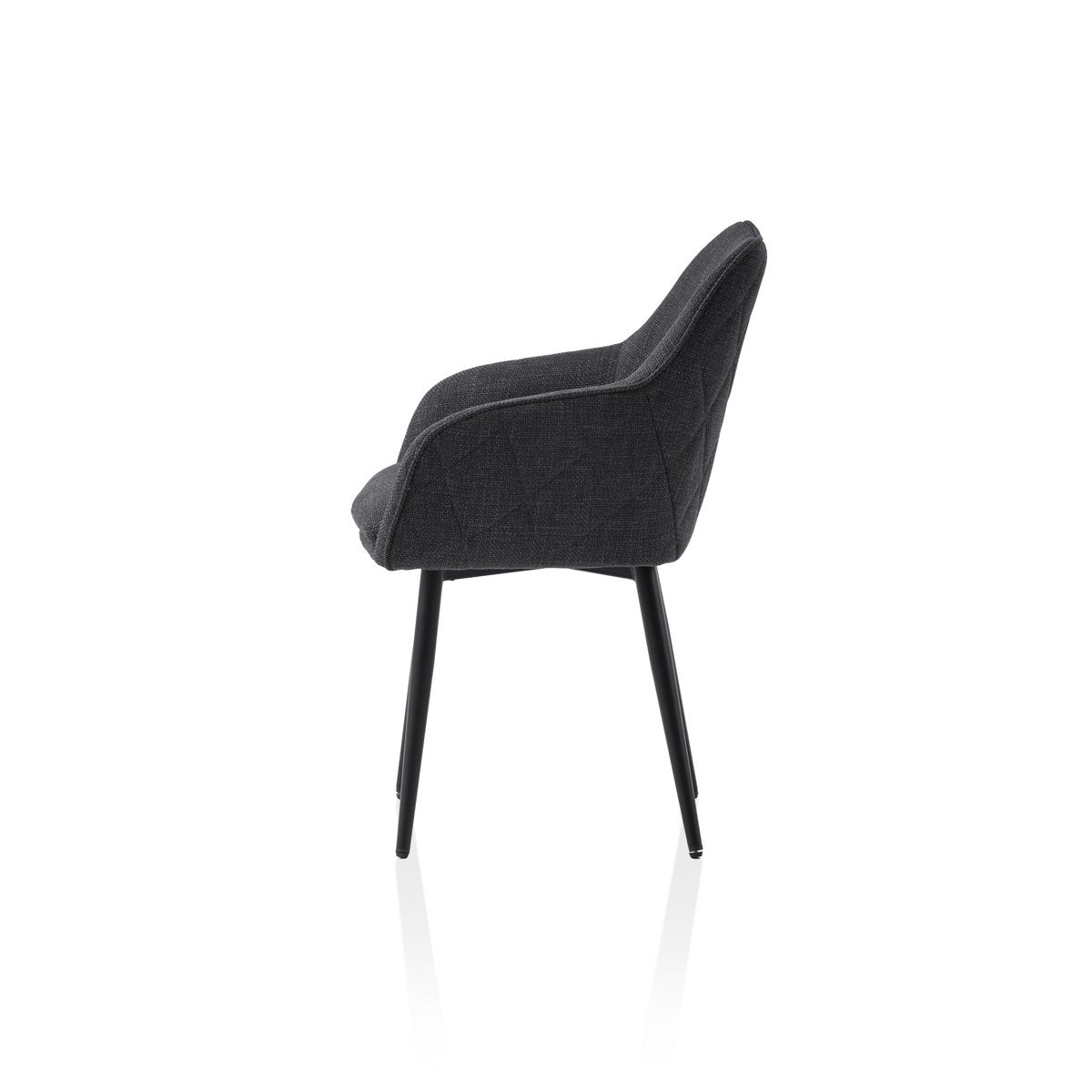 Eetkamerstoel Donkergrijs – Structuurstof met Armleuningen & Diamantstiksel - SalesFever - Casanovio