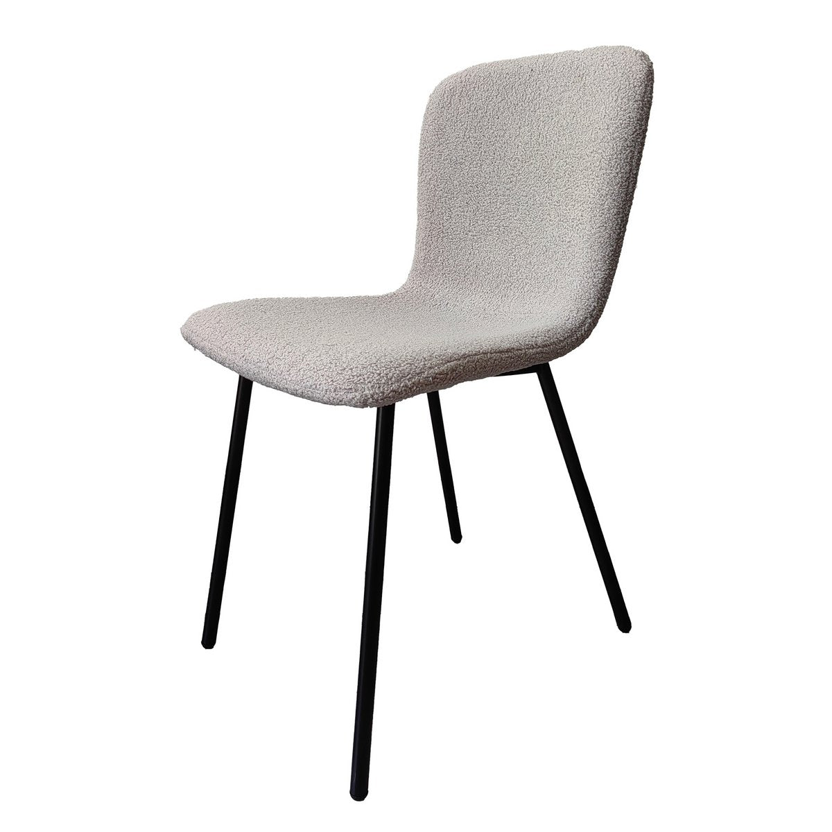 Eetkamerstoel Grijs – Bouclé-Look met Zwart Metalen Frame – Set van 4 - SalesFever - Casanovio