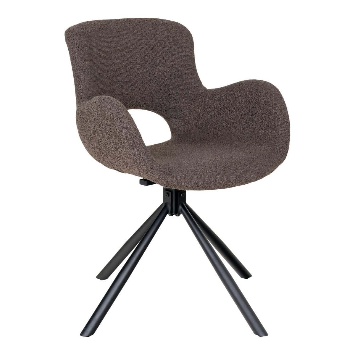 Amorim Dining Chair - Mushroom Bouclé, Black Swivel Base - Set of 2 - House Nordic ApS