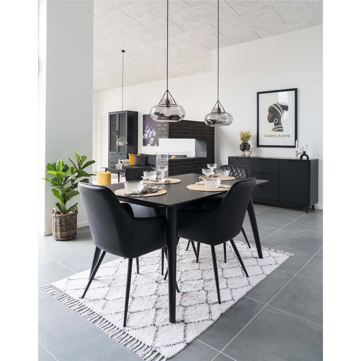 Harbo Dining Chair - PU, Steel, Black - Set of 2 - House Nordic ApS