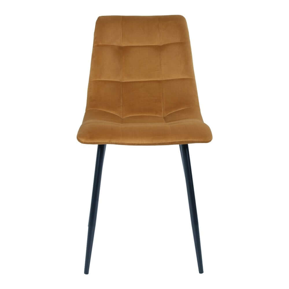 Middelfart Dining Chair - Polyester Velvet, Steel, Mustard Yellow - Set of 2 - House Nordic ApS