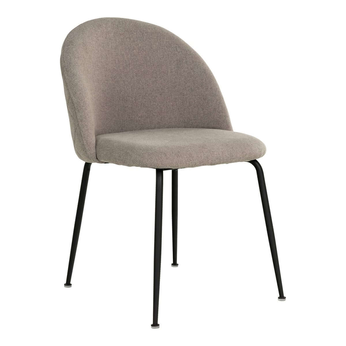 Geneve Dining Chair - Stone, Fabric, Black Metal Legs - Set of 2 - House Nordic ApS