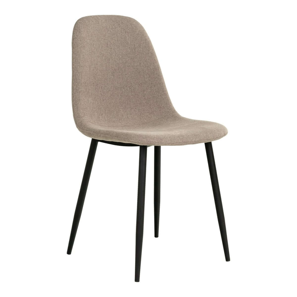 Stockholm Dining Chair - Stone, Polyester, Black Metal Legs - Set of 2 - House Nordic ApS