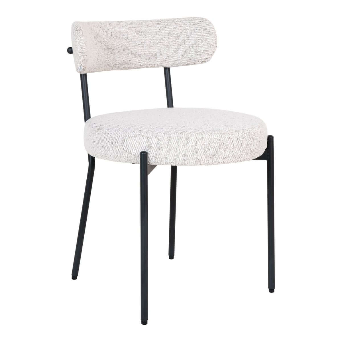Badalona Dining Chair - White Bouclé, Black Legs - Set of 2 - House Nordic ApS