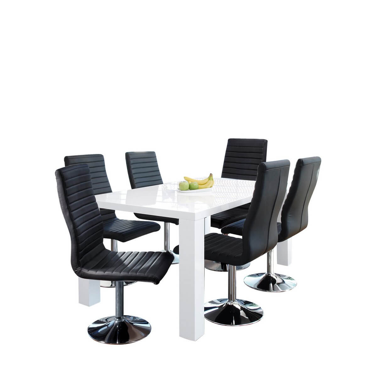 Dining room chairs black faux leather look set of 4 - SalesFever