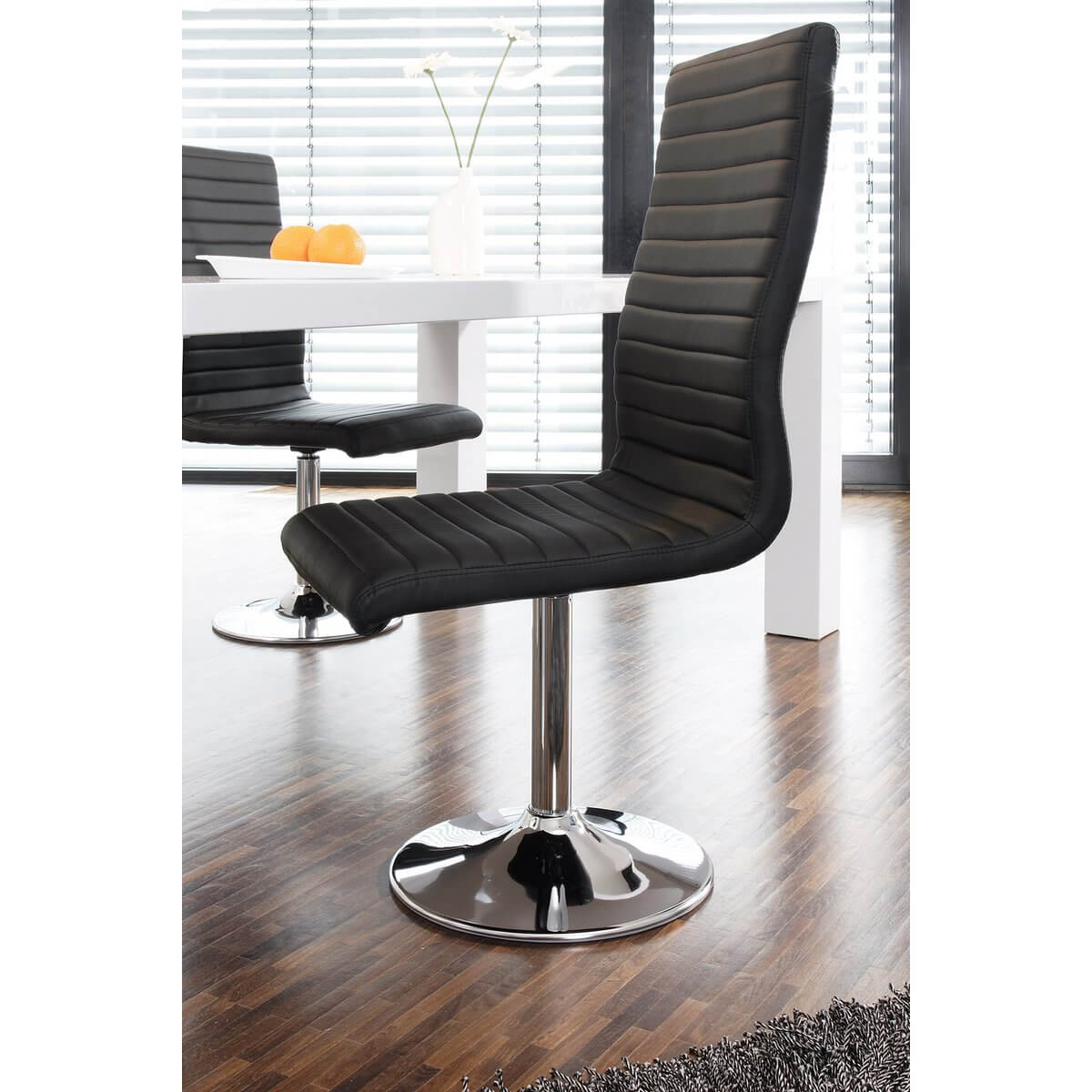 Dining room chairs black faux leather look set of 4 - SalesFever