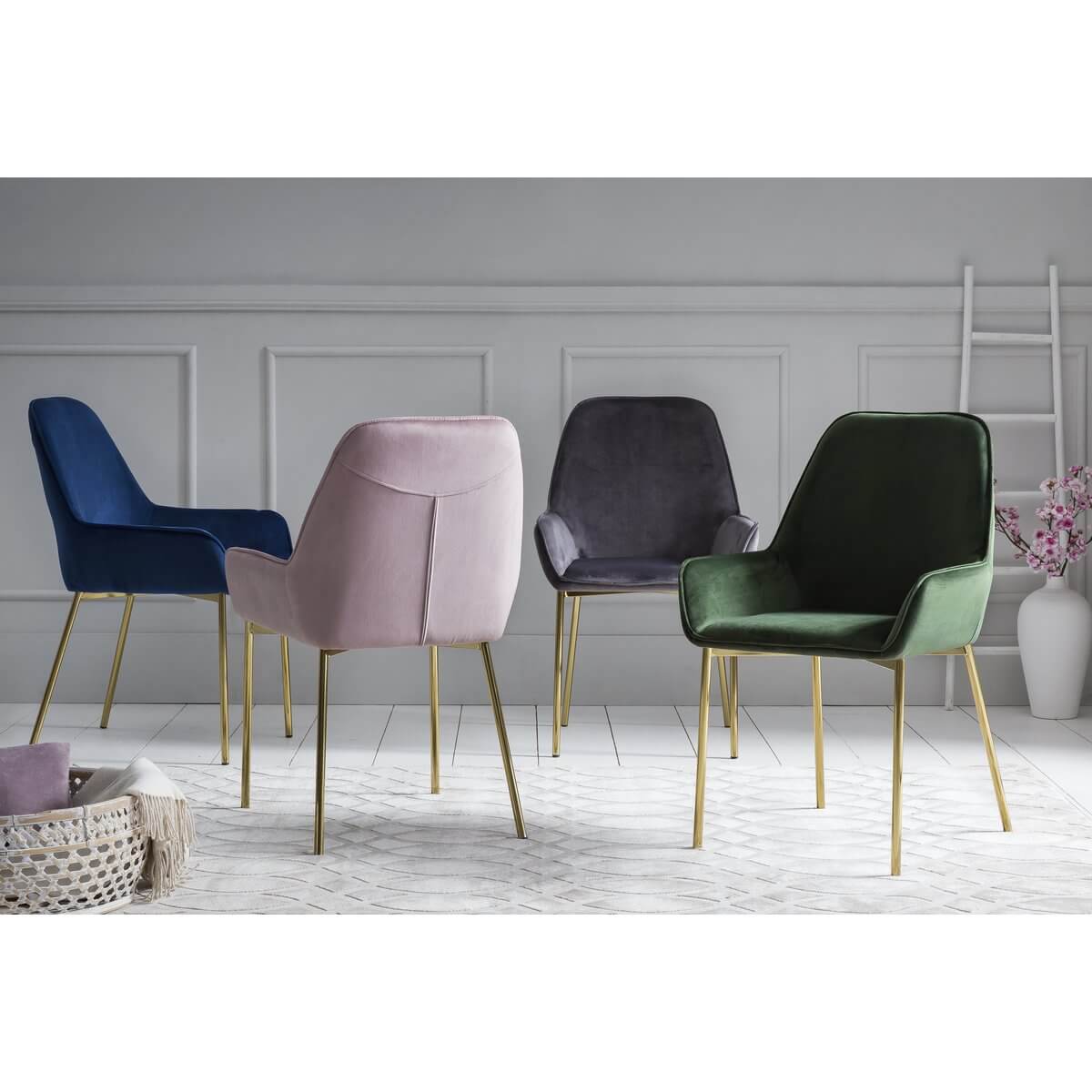 Dining chair set of 2 blue velvet - SalesFever