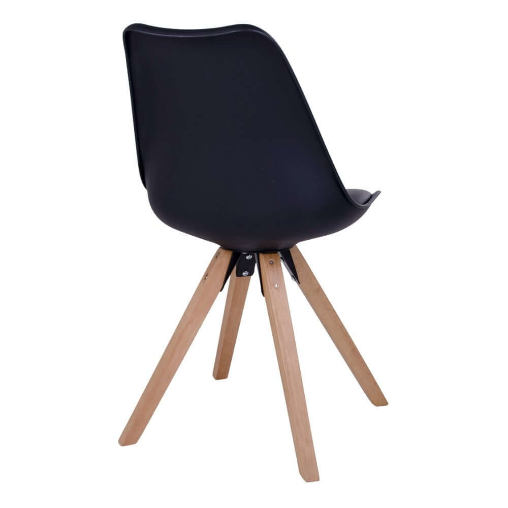 Bergen Dining Chair - PU Leather, Moulded Plastic, Rubberwood, Black - Set of 2 - House Nordic ApS