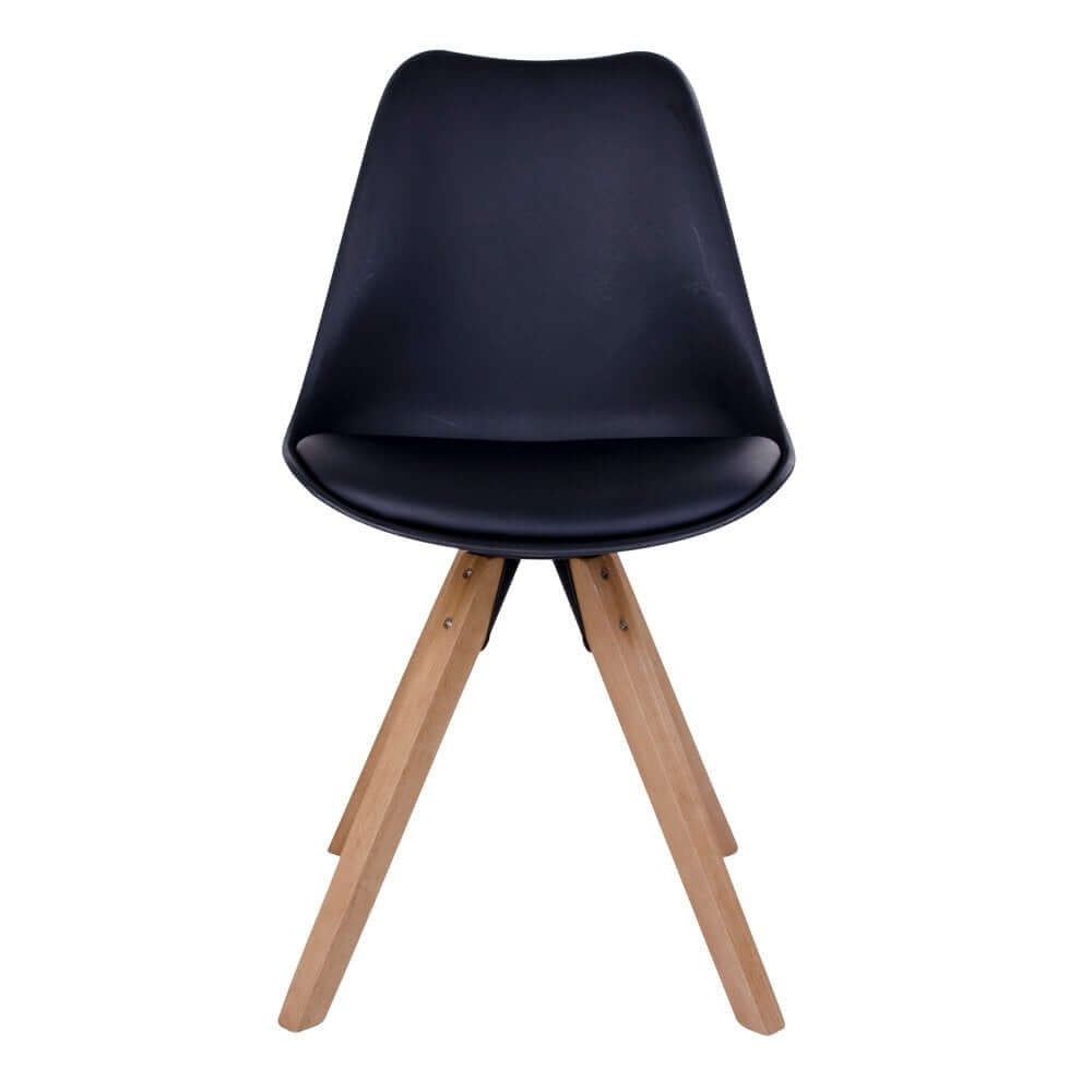 Bergen Dining Chair - PU Leather, Moulded Plastic, Rubberwood, Black - Set of 2 - House Nordic ApS