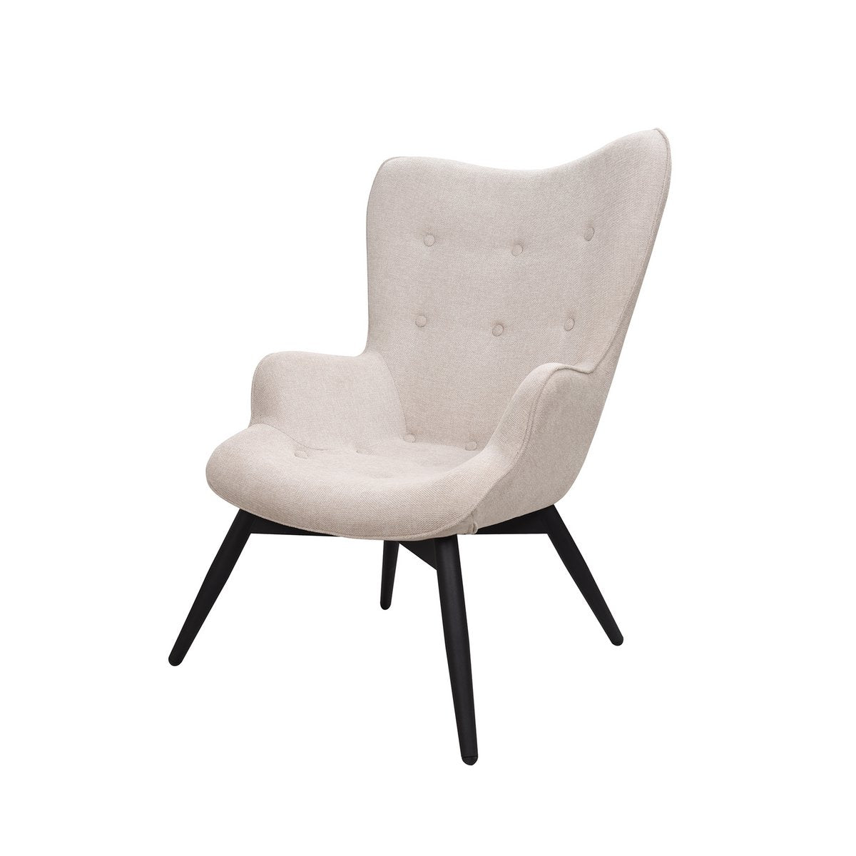 Fauteuil Beige – Structuurstof met Zwart Metalen Frame - SalesFever - Casanovio