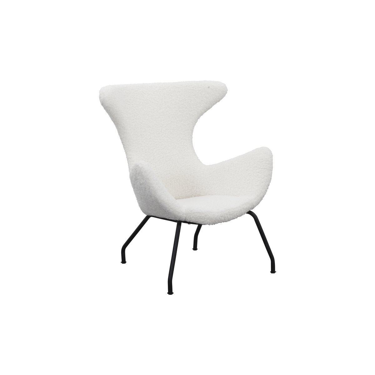 Fauteuil met Open Zijkant - Teddy Wit met Zwart Metalen Poten - SalesFever - Casanovio