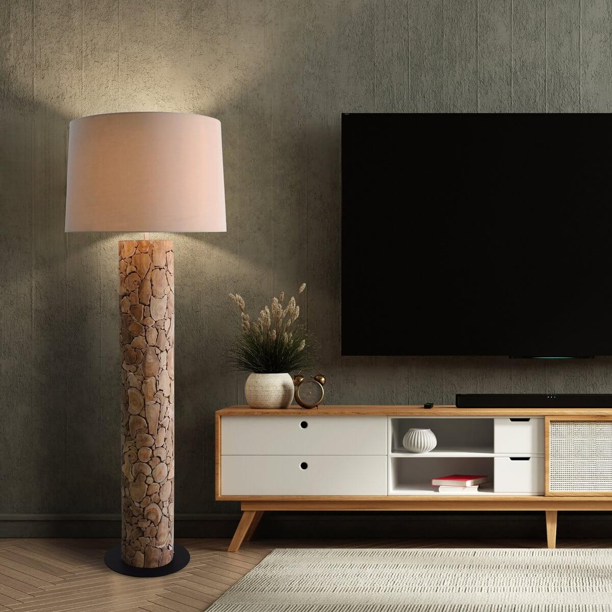 Floor lamp driftwood natural/white 170 cm - SalesFever