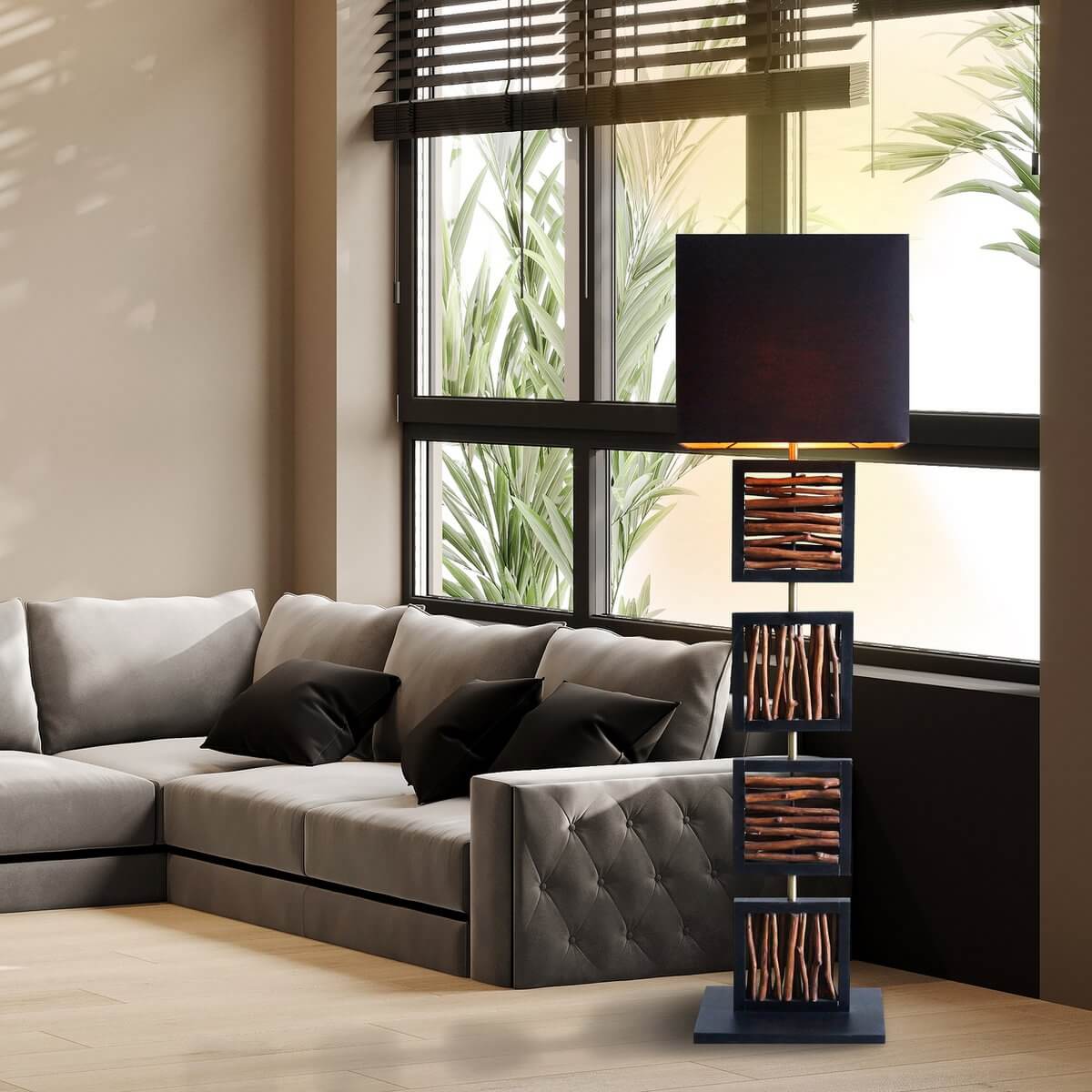 Floor lamp driftwood natural/black 163 cm - SalesFever