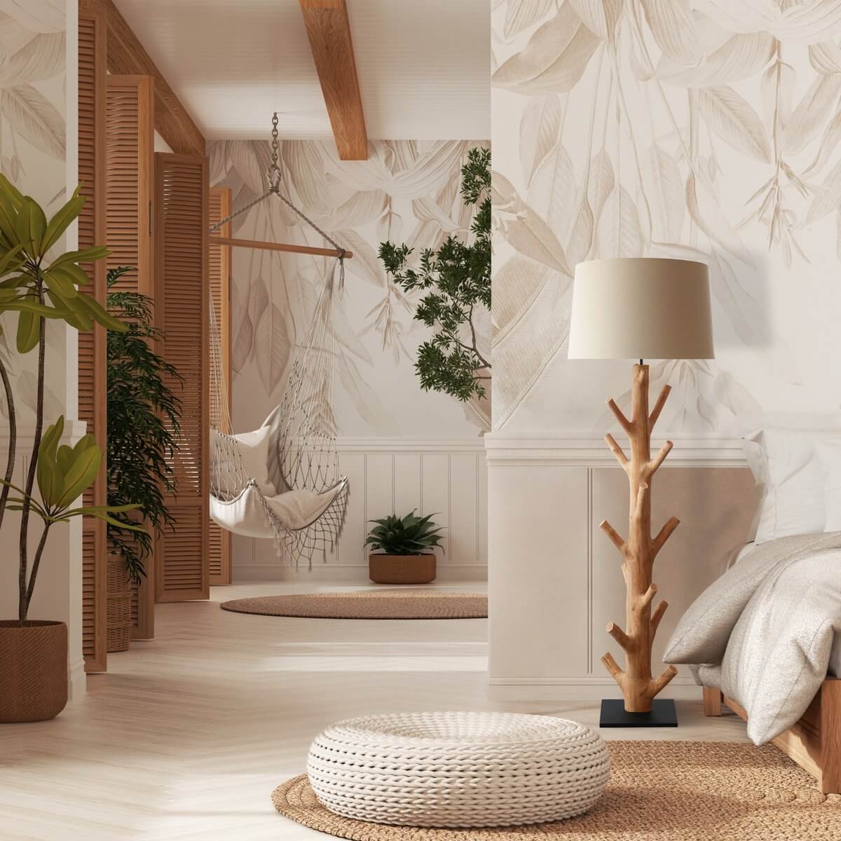 Floor lamp driftwood natural/white 175 cm - SalesFever