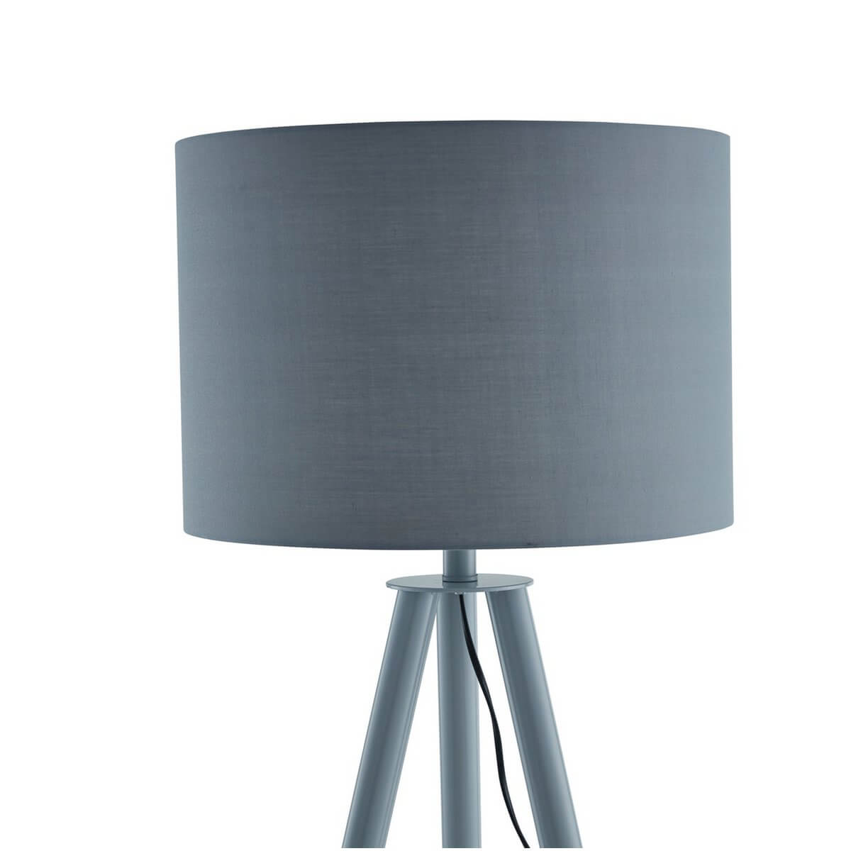 Floor lamp with wooden frame and grey/natural textile shade - SalesFever