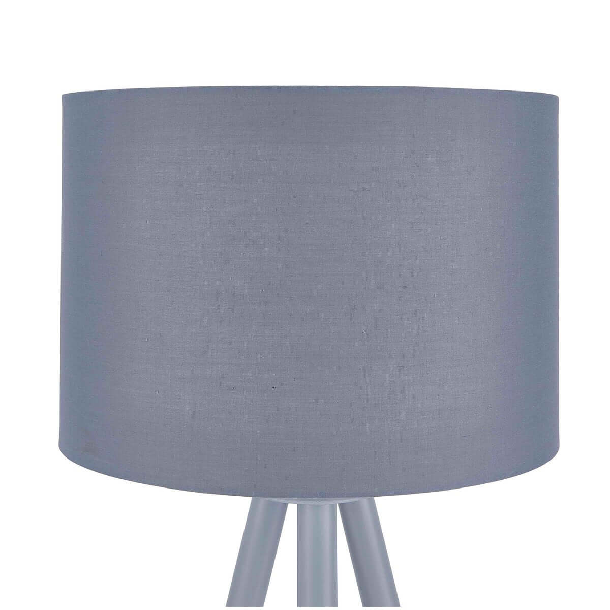 Floor lamp with wooden frame and grey/natural textile shade - SalesFever