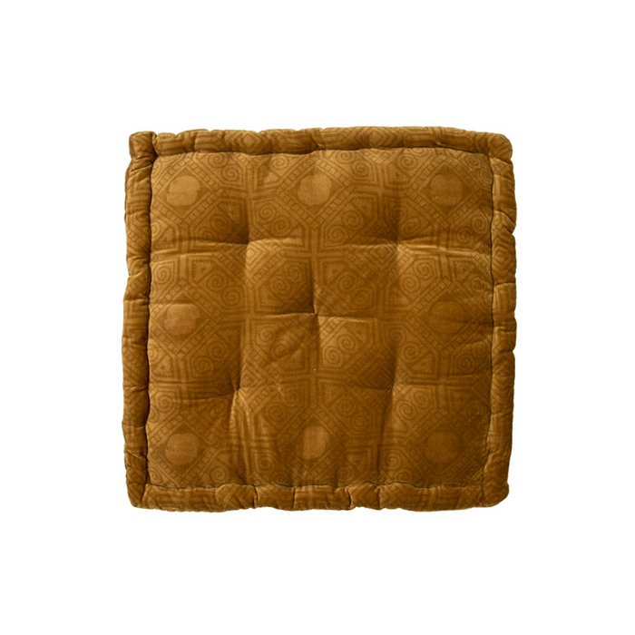 Fluwelen Boxkussen Donna mosterd 45x45x10 - MrsBLOOM - Casanovio