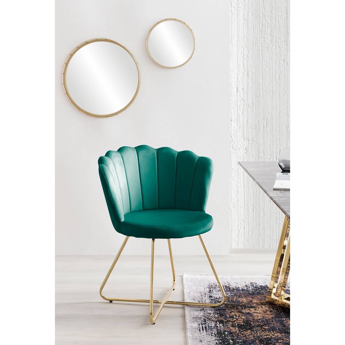 Set of 2 green velvet shell chairs - SalesFever