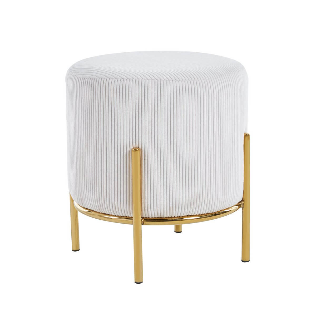 Upholstered stool Ø35 cm cord optic beige - SalesFever