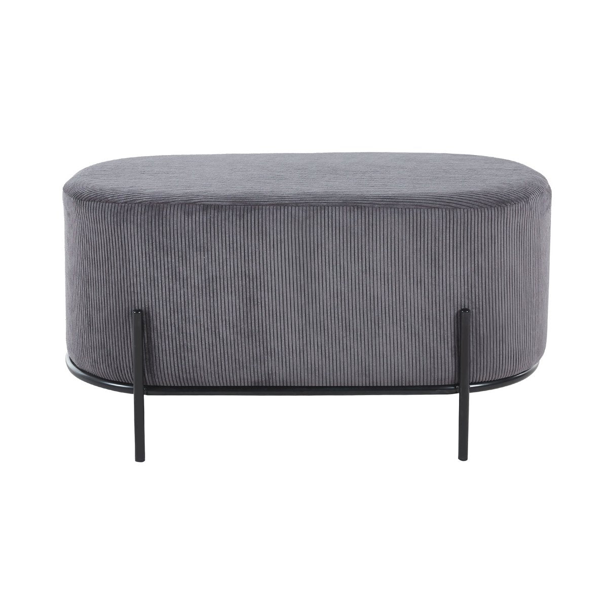 Gestoffeerde Poef – Corduroy-Look met Hoog Frame – Grijs - SalesFever - Casanovio