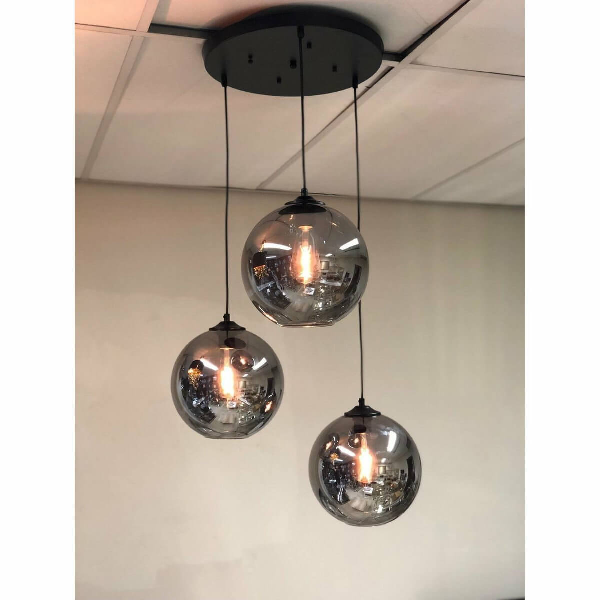 Hanging lamp Smoke Glass 3-Light - Luxury Living B.V.