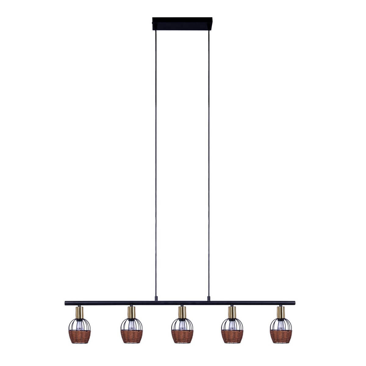 Hanglamp Metaal Zwart Goud Rotan – Lengte 100 Cm Modern