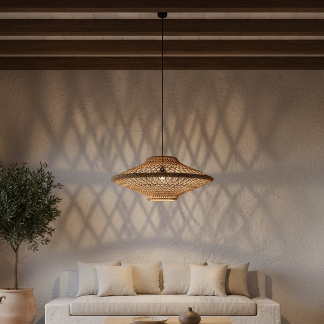 Corda hanging lamp Naturel Medium - Raw Materials