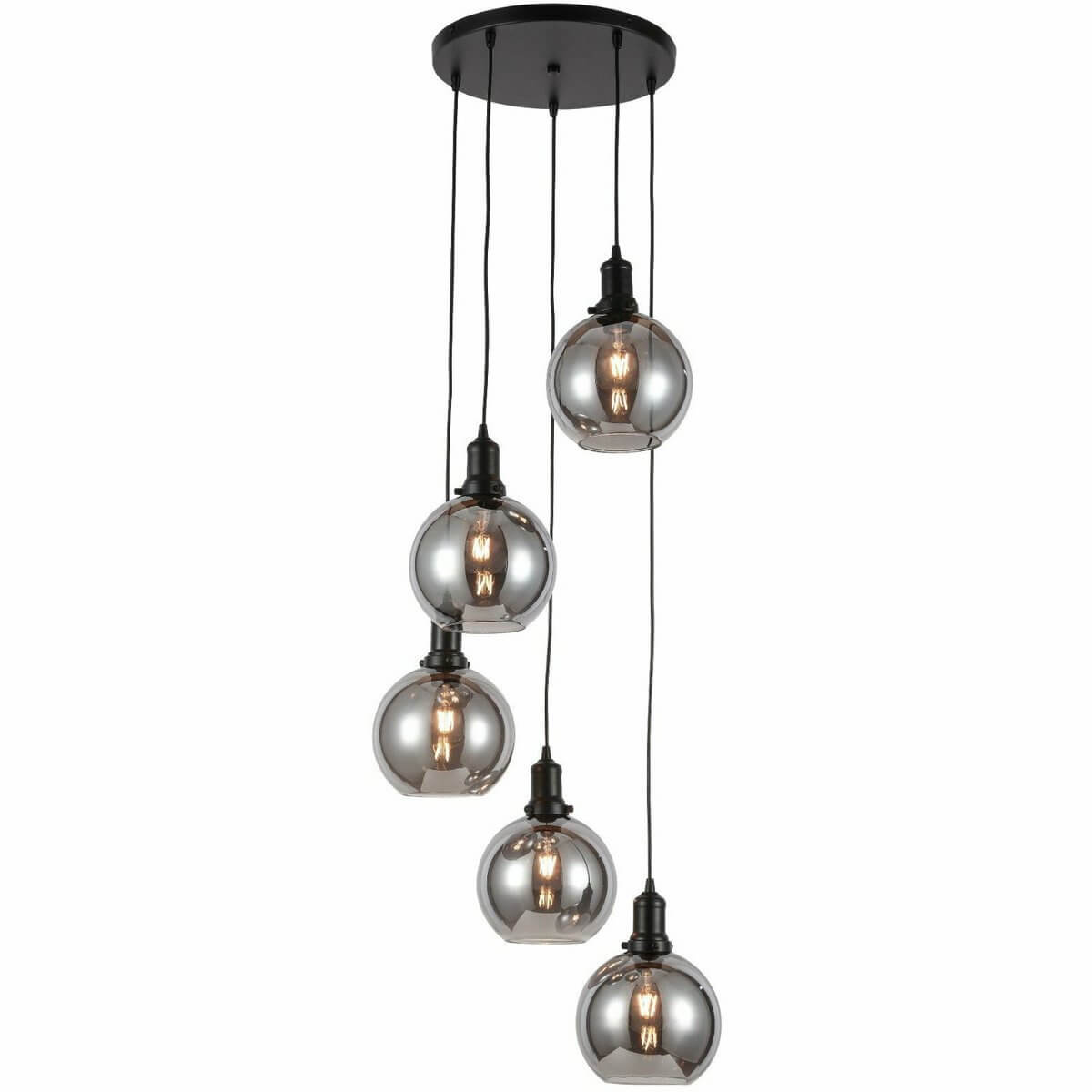 Hanging lamp Smoke Glass 5-Light Round - Luxury Living B.V.
