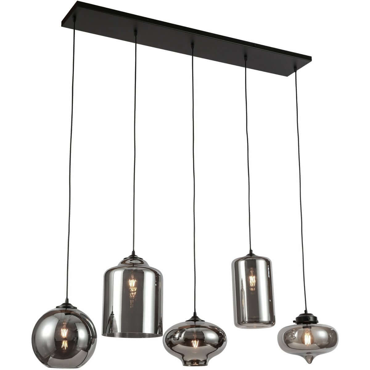 Ava Hanging Lamp Smoke Glass 5-Light Mix - Luxury Living B.V.
