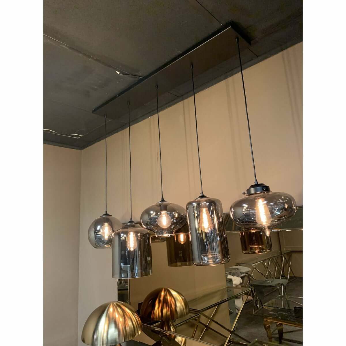 Ava Hanging Lamp Smoke Glass 5-Light Mix - Luxury Living B.V.