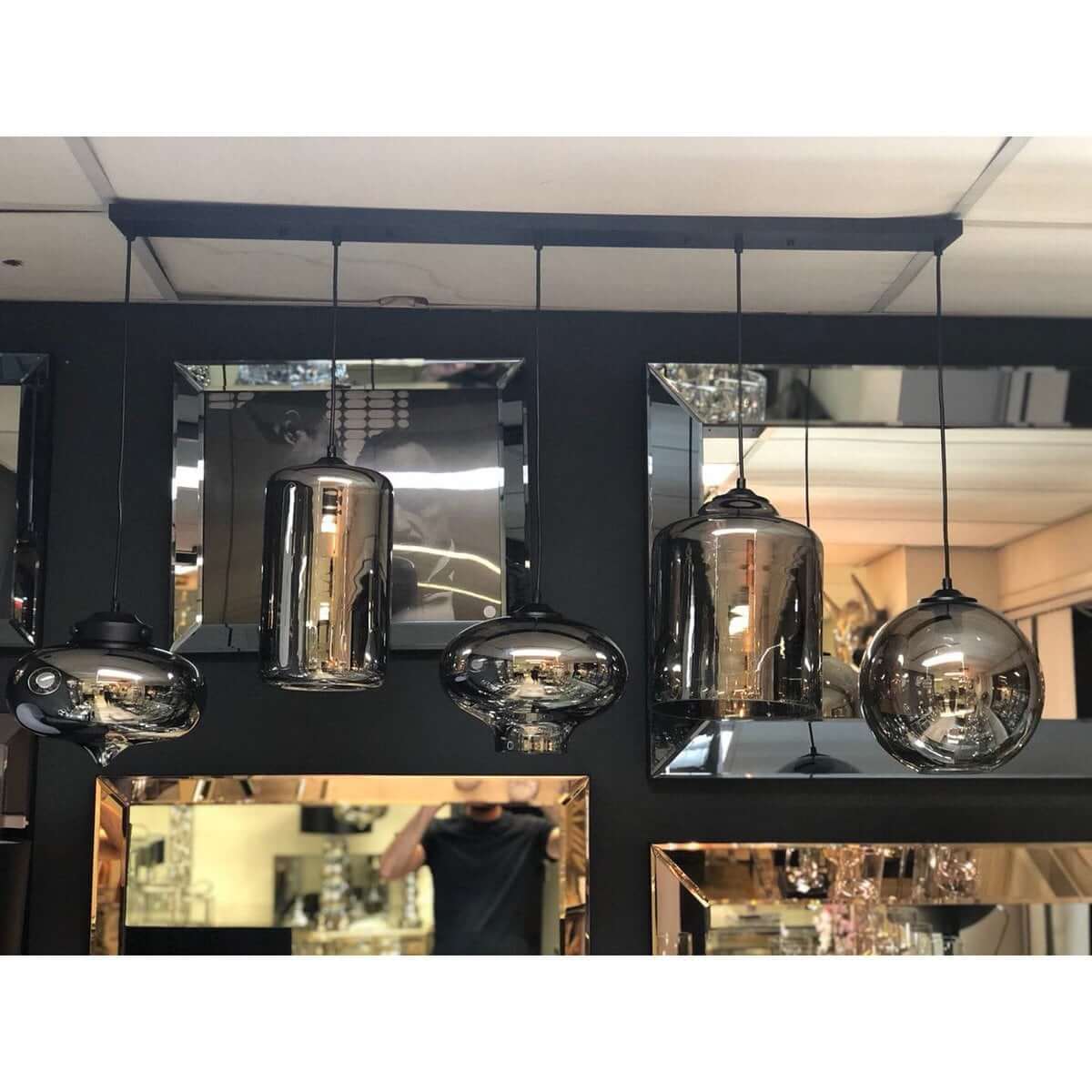 Ava Hanging Lamp Smoke Glass 5-Light Mix - Luxury Living B.V.