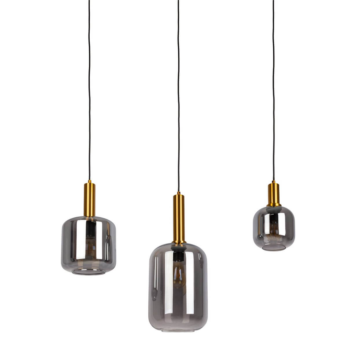 Hanglamp Rookglas Zwart Met Goud - Luxe Retro Moderne