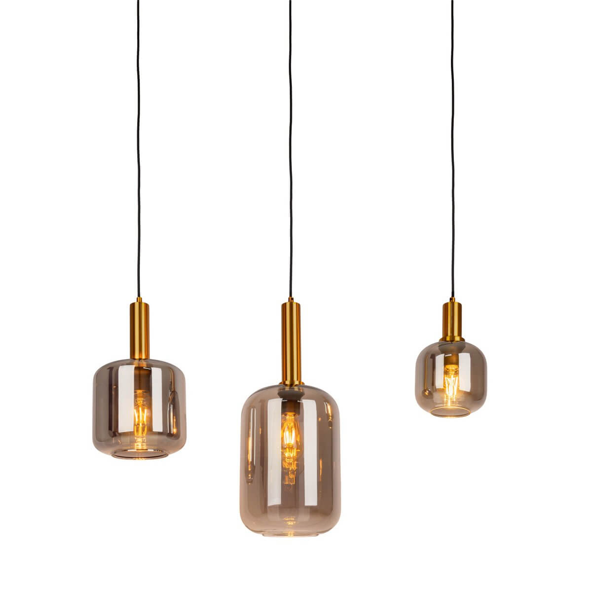Hanglamp Rookglas Zwart Met Goud - Luxe Retro Moderne