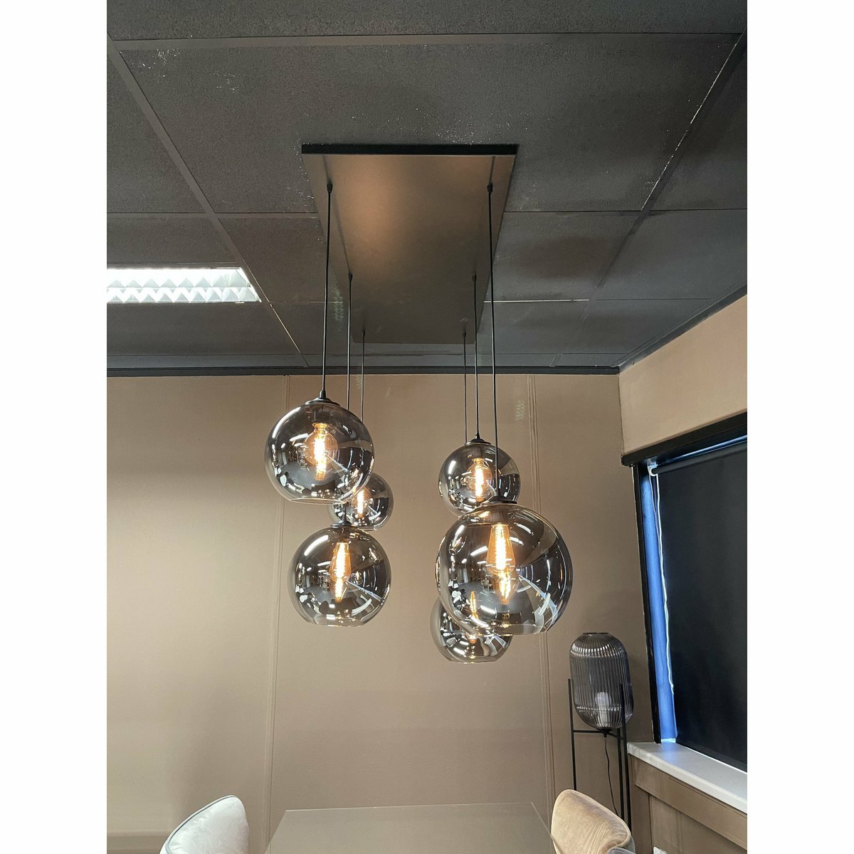 Hanglamp Smoke Glas 6-Lichts Donkere Glazen Bollen 120 cm – Verstelbare Kabels - Luxury Living B.V. - Casanovio